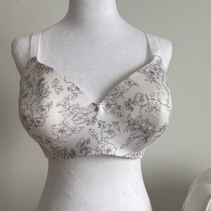 BALI - Floral Print Women's Bra - White